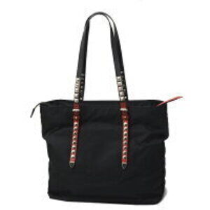 Prada Shoulder Bag Black Tote Studded Nylon